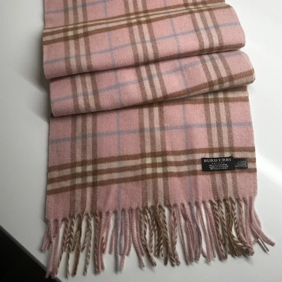 Vintage-Authentic Burberry London Pink Nova Check 100% Cashmere - Picture 2 of 6